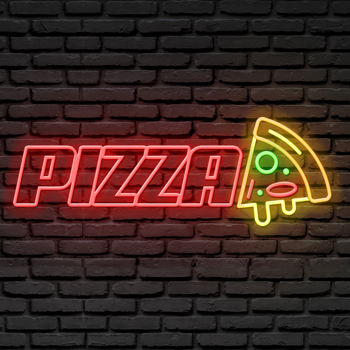Pizza neon sign met slice